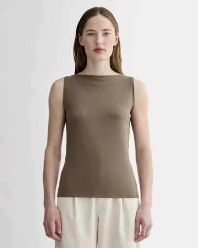 Everlane Form Boatneck Tank Top In Deep Taupe In Brown