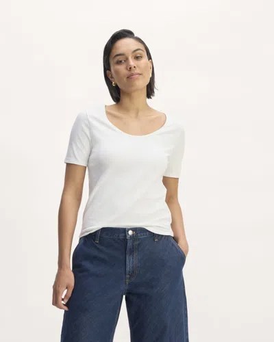 Everlane Form Scoop-neck Tshirt In White