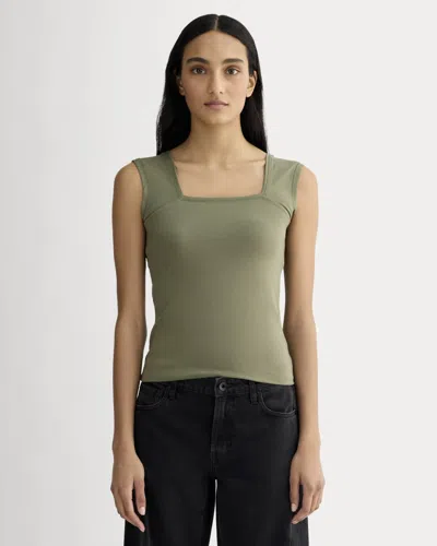 Everlane Form Square-neck Tank Top In Lichen Green