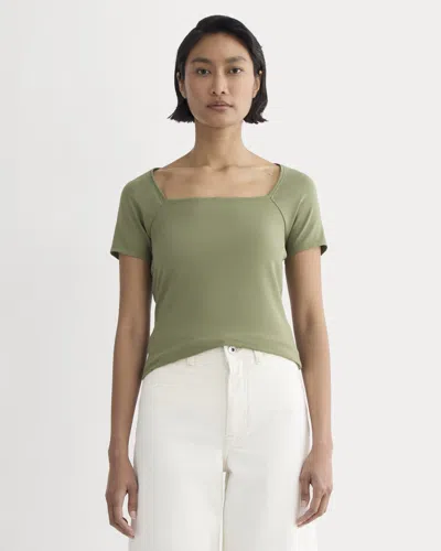 Everlane Form Square-neck Top In Lichen Green
