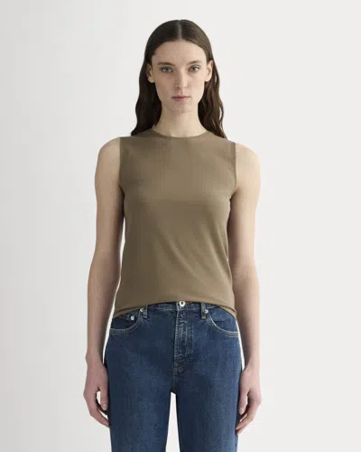 Everlane Form Tank Top In Deep Taupe In Green