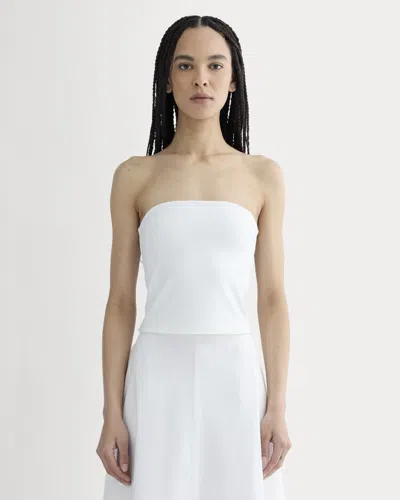 Everlane Form Tube Top In White In Blue