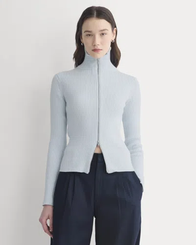 Everlane Full-zip Ribbed Jacket In Blue