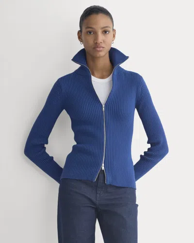 Everlane Full-zip Ribbed Jacket In Blue