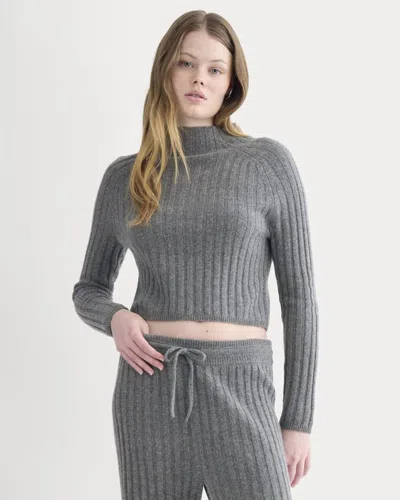 Everlane Funnel-neck Cropped Sweater In Black