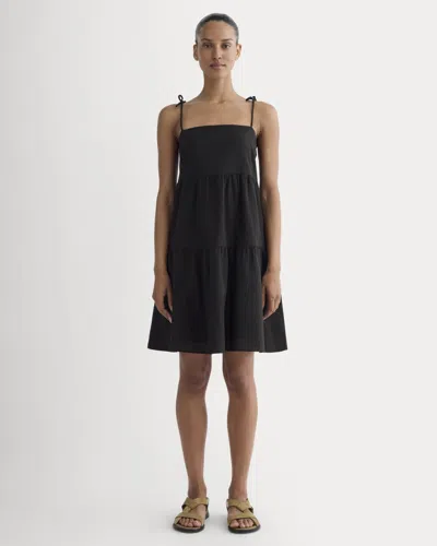 Everlane Gauze Mini Tiered Dress In Black