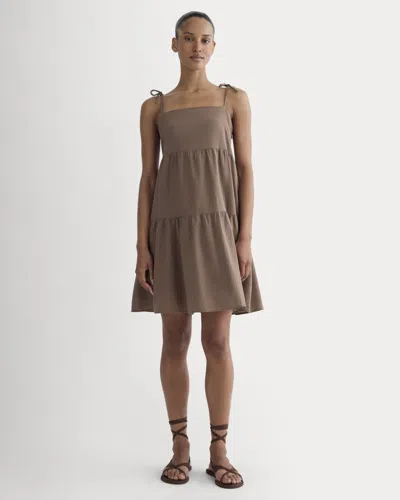 Everlane Gauze Mini Tiered Dress In Mocha In Brown