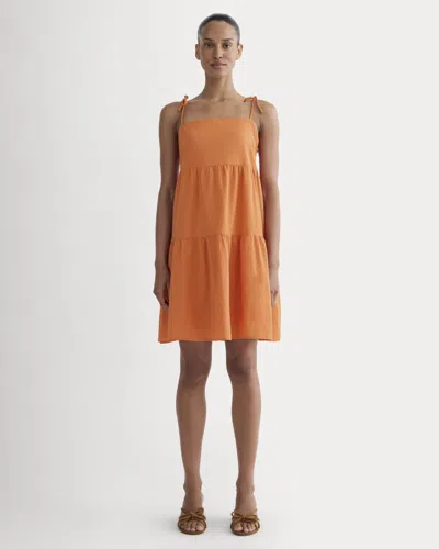 Everlane Gauze Mini Tiered Dress In Soft Orange