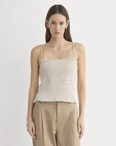 Everlane Gauze Smocked Cami Top In Birch In White