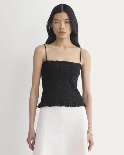 Everlane Gauze Smocked Cami Top In Black In Brown