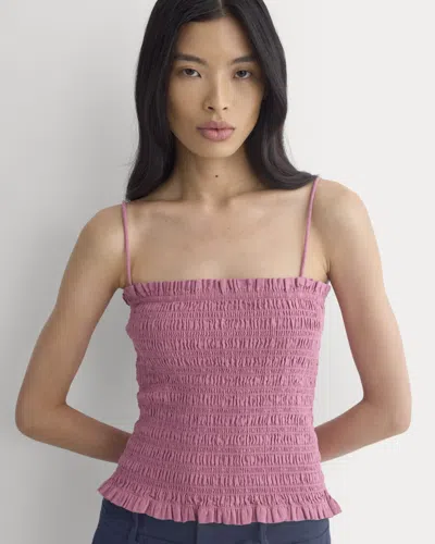 Everlane Gauze Smocked Cami Top In Heather Rose In Pink