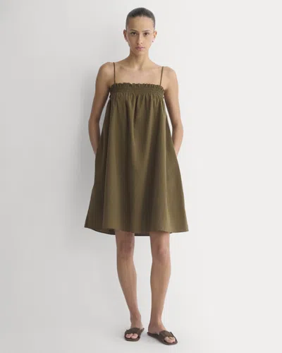Everlane Gauze Smocked Dress In Beech In Multi