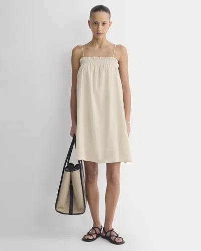 Everlane Gauze Smocked Dress In Birch In Multi