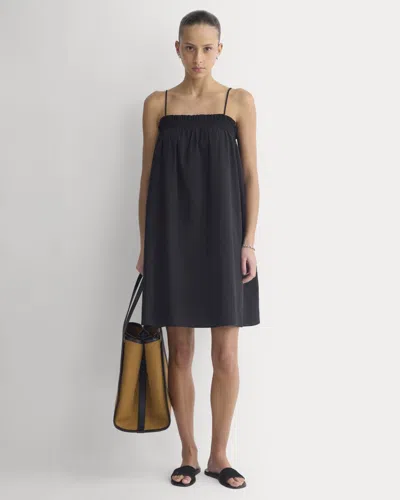 Everlane Gauze Smocked Dress In Black In Multi
