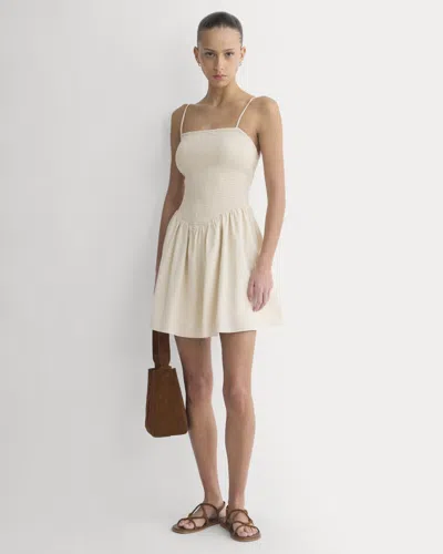 Everlane Gauze Smocked Mini Dress In Birch In Brown