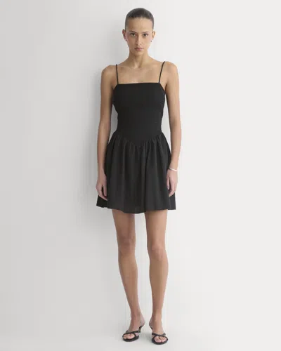 Everlane Gauze Smocked Mini Dress In Black