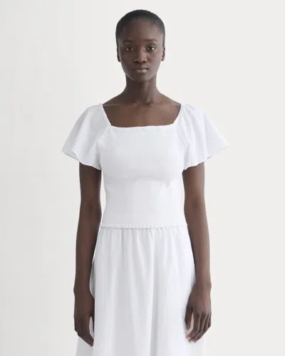 Everlane Gauze Smocked Top In White