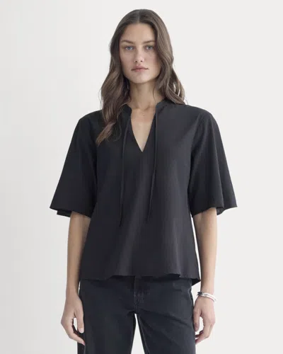 Everlane Gauze Tie-front Shirt In Black