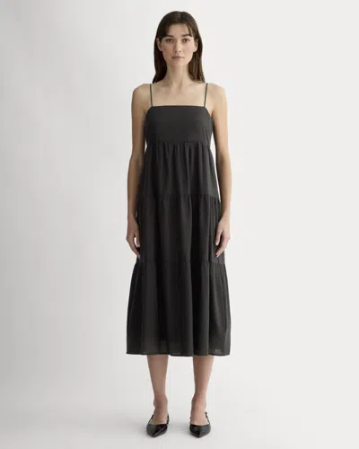 Everlane Gauze Tiered Dress In Black