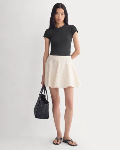 Everlane Godet Mini Skirt In Cotton Silk In Birch In Neutral