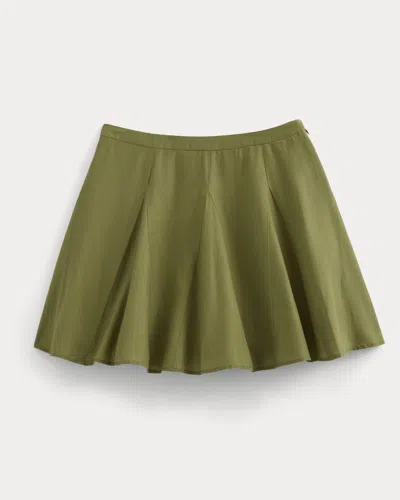 Everlane Godet Mini Skirt In Cotton Silk In Mayfly In Green