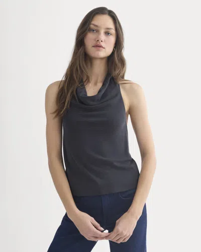 Everlane Halter Cowlneck Top In Black