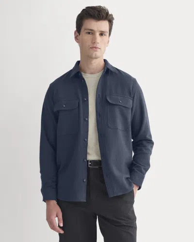 Everlane Heavyweight Overshirt In Heather Rich Navy In Blue