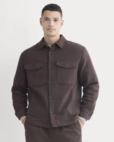 Everlane Heavyweight Waffle Twill Overshirt In Heather Earth Brown In Multi