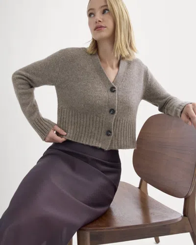 Everlane High V Cropped Cardigan In Brown