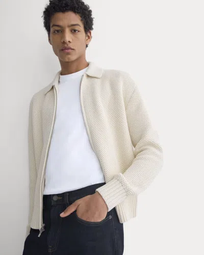 Everlane Honeycomb Sweater Jacket In Heathered Oat In Neutral