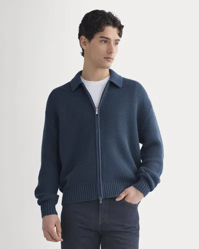 Everlane Honeycomb Sweater Jacket In Midnight Navy In Blue
