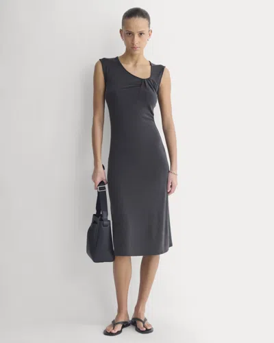 Everlane Knit Asymmetrical Midi Dress In Black