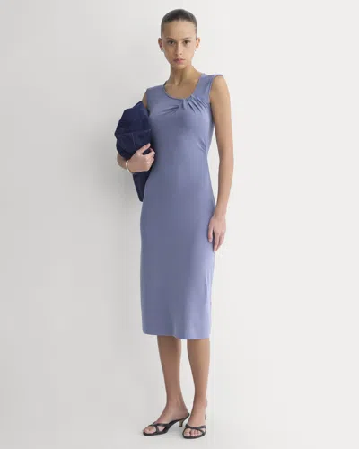 Everlane Knit Asymmetrical Midi Dress In Blue Dusk
