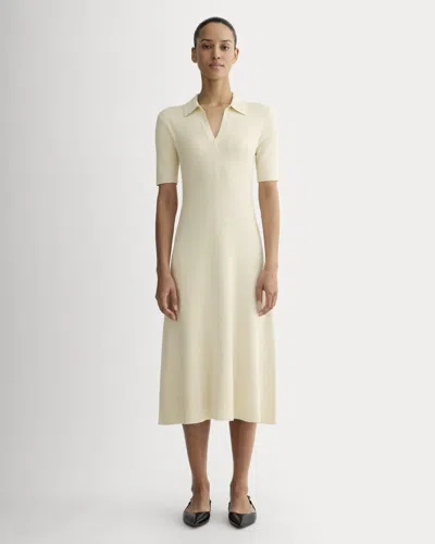 Everlane Knit Polo Dress In Birch In White