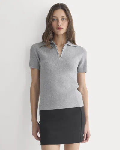 Everlane Knit Quarter-zip Polo Sweater In Light Heathered Grey In Gray