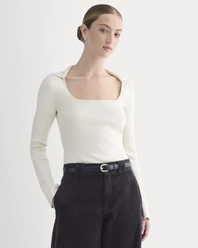 Everlane Knit Scoop-neck Top In Birch In White