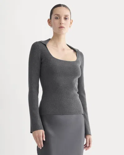 Everlane Knit Scoop-neck Top In Heathered Soot In Gray