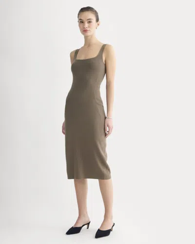 Everlane Knit Square-neck Midi Dress In Deep Taupe In Brown