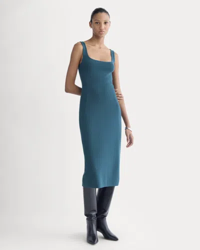 Everlane Knit Square-neck Midi Dress In Reflecting Pond In Blue