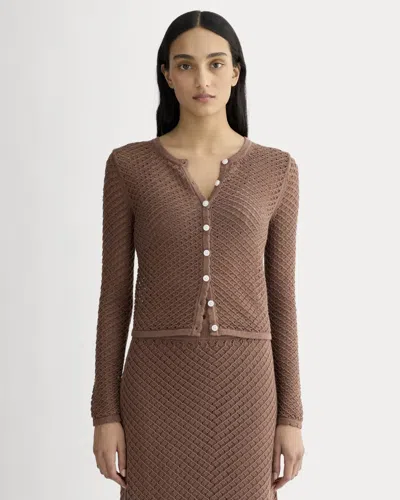 Everlane Lace Knit Cardigan In Mocha In Brown