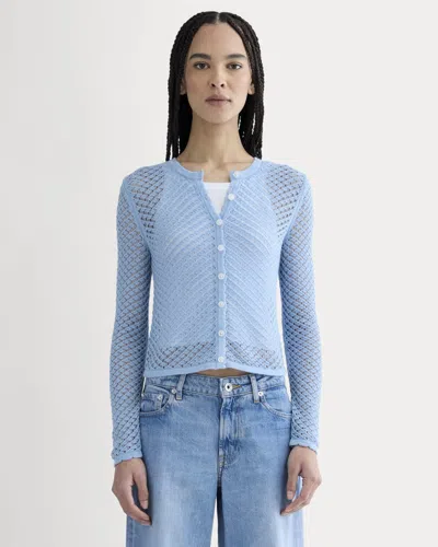 Everlane Lace Knit Cardigan In Sky Blue