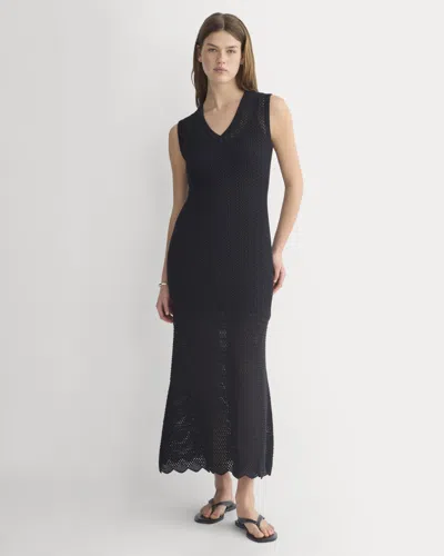 Everlane Lace Knit Maxi Sweater Dress In Black
