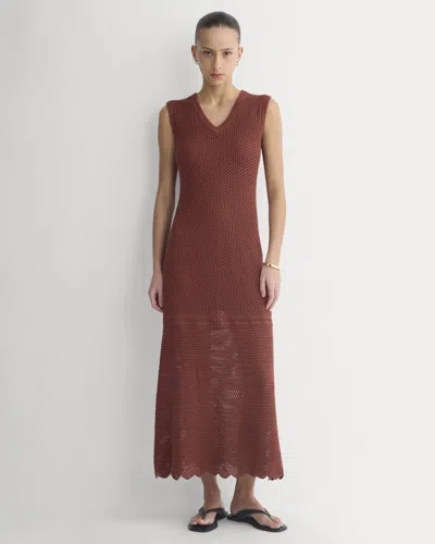 Everlane Lace Knit Maxi Sweater Dress In Henna Red In Black