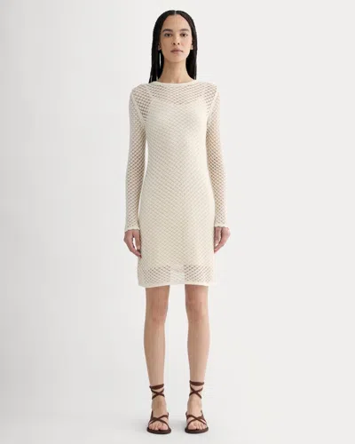 Everlane Lace Knit Mini Dress In Birch In White