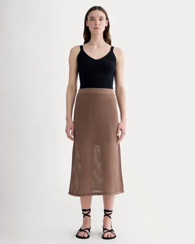 Everlane Lace Knit Skirt In Mocha In Brown