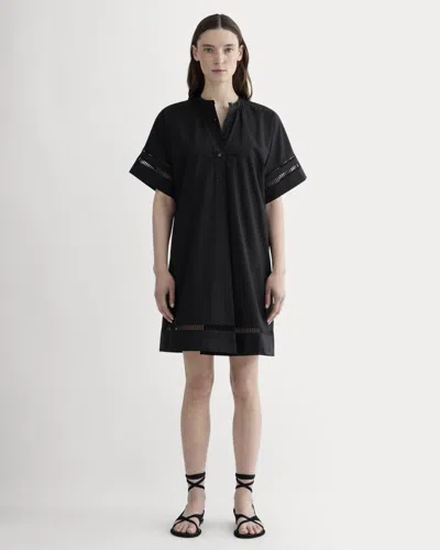 Everlane Lace Trim Popover Dress In Black