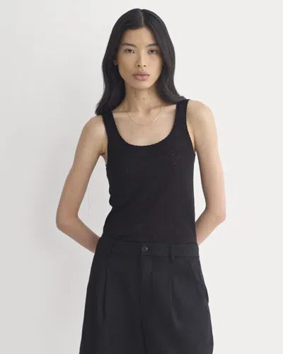 Everlane Lace-trimmed Tank Top Sweater In Fine Linen In Black