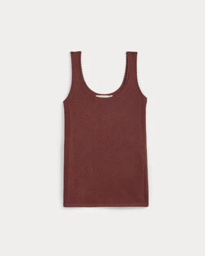 Everlane Lace-trimmed Tank Top Sweater In Fine Linen In Henna Red In Brown