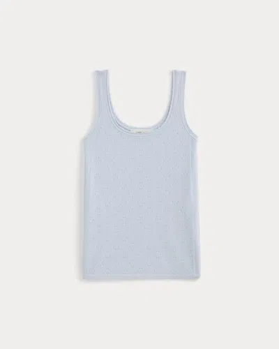 Everlane Lace-trimmed Tank Top Sweater In Fine Linen In Skywriting In Blue