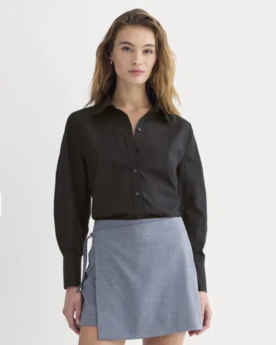 Everlane Lantern-sleeve Shirt In Lightweight Cotton In Black